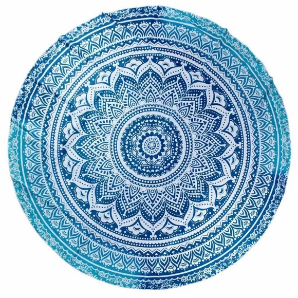 🎊 Host Pick🎉 Bohemian Blue Mandala Beach Yoga Throw - Picture 7 of 16